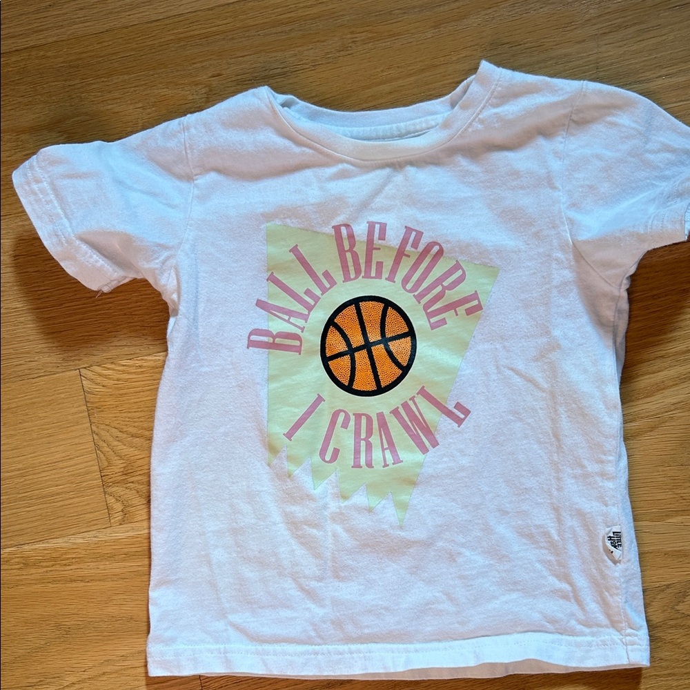 The Little Homie White Kids Basketball Graphic T-Shirt